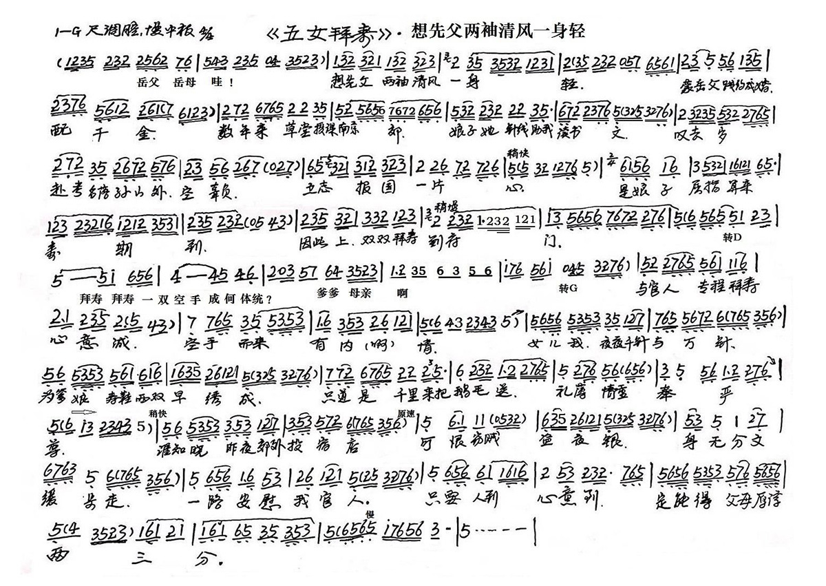 想先父两袖清风（五女拜寿选段）